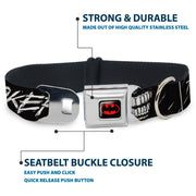 Batman Black/Yellow Seatbelt Buckle Collar - THE JOKER Smiling Eyes Sketch Close-Up Black/White