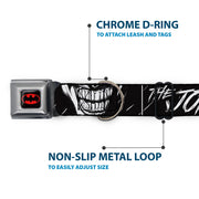 Batman Black/Yellow Seatbelt Buckle Collar - THE JOKER Smiling Eyes Sketch Close-Up Black/White