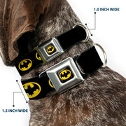 Batman 1989 Logo Full Color Black/Yellow Seatbelt Buckle Collar - Batman 1989 Logo Black/Yellow
