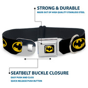 Batman 1989 Logo Full Color Black/Yellow Seatbelt Buckle Collar - Batman 1989 Logo Black/Yellow
