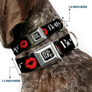 BETTY BOOP Text Heart Logo Full Color Black/White Seatbelt Buckle Collar - BETTY BOOP Text and Kiss Black/White/Red