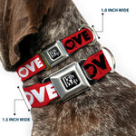 BETTY BOOP Text Heart Logo Full Color Black/White Seatbelt Buckle Collar - Betty Boop Face and LOVE Text Red/Black/White