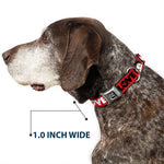 BETTY BOOP Text Heart Logo Full Color Black/White Seatbelt Buckle Collar - Betty Boop Face and LOVE Text Red/Black/White
