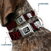 BETTY BOOP Text Heart Logo Full Color Black/White Seatbelt Buckle Collar - Betty Boop Winking Kiss Pose with XOXO Text Polka Dot Black/Red/White