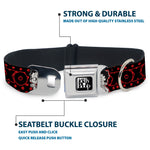 BETTY BOOP Text Heart Logo Full Color Black/White Seatbelt Buckle Collar - Betty Boop Winking Kiss Pose with XOXO Text Polka Dot Black/Red/White