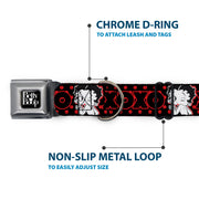 BETTY BOOP Text Heart Logo Full Color Black/White Seatbelt Buckle Collar - Betty Boop Winking Kiss Pose with XOXO Text Polka Dot Black/Red/White