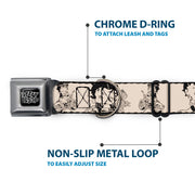 BETTY BOOP Text Heart Logo Full Color Black/White Seatbelt Buckle Collar - Betty Boop Biker Betty Poses Beige/Black