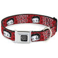 Load image into Gallery viewer, BETTY BOOP Text Heart Logo Full Color Black/White Seatbelt Buckle Collar - BETTY BOOP Face and Text Polka Dot Reds/Black/White
