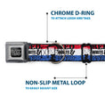 Load image into Gallery viewer, BETTY BOOP Text Heart Logo Full Color Black/White Seatbelt Buckle Collar - Betty Boop RED WHITE & BOOP Pose Americana Stripe Red/White/Blue/Black

