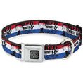 Load image into Gallery viewer, BETTY BOOP Text Heart Logo Full Color Black/White Seatbelt Buckle Collar - Betty Boop RED WHITE & BOOP Pose Americana Stripe Red/White/Blue/Black
