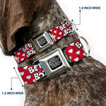 BETTY BOOP Text Heart Logo Full Color Black/White Seatbelt Buckle Collar - BETTY BOOP Seated Leg Kick Pose and Text Hearts Red/White/Black