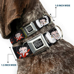 BETTY BOOP Text Heart Logo Full Color Black/White Seatbelt Buckle Collar - BETTY BOOP Angel and Devil Poses with Text Black/White/Red