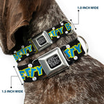 BETTY BOOP Text Heart Logo Full Color Black/White Seatbelt Buckle Collar - BETTY BOOP Biker Betty Winking and Text Polka Dot Black/White/Yellow/Blue