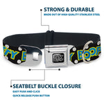 BETTY BOOP Text Heart Logo Full Color Black/White Seatbelt Buckle Collar - BETTY BOOP Biker Betty Winking and Text Polka Dot Black/White/Yellow/Blue