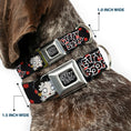 Load image into Gallery viewer, BETTY BOOP Text Heart Logo Full Color Black/White Seatbelt Buckle Collar - BETTY BOOP Zombie Betty and Text Polka Dot Black/Red/White
