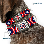 MARVEL COMICS Captain America Shield Full Color Navy Seatbelt Buckle Collar - Captain America Shield Repeat Navy