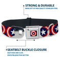 Load image into Gallery viewer, MARVEL COMICS Captain America Shield Full Color Navy Seatbelt Buckle Collar - Captain America Shield Repeat Navy
