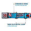 Load image into Gallery viewer, MARVEL COMICS Captain America Shield Full Color Navy Seatbelt Buckle Collar - CAPTAIN AMERICA w/Action Pose Weathered Blue
