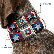 Captain America Shield2 CLOSE-UP Full Color Seatbelt Buckle Collar - Captain America Face Turns/Shield CLOSE-UP