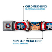 Captain America Shield2 CLOSE-UP Full Color Seatbelt Buckle Collar - Captain America Face Turns/Shield CLOSE-UP