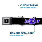 Chevy Bowtie Black Silver Seatbelt Buckle Collar - Chevy Bowtie Logo REPEAT