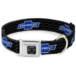 Chevy Bowtie Black Silver Seatbelt Buckle Collar - Chevy Bowtie REPEAT w/Text