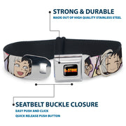 DR. STONE Title Logo Full Color Black/Orange Seatbelt Buckle Collar - Dr. Stone Chibi Gen Asagiri Expression Blocks