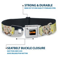 Load image into Gallery viewer, DR. STONE Title Logo Full Color Black/Orange Seatbelt Buckle Collar - Dr. Stone Chibi Senku and Gen Faces Stars Yellows
