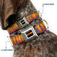 Load image into Gallery viewer, DR. STONE Title Logo Full Color Black/Orange Seatbelt Buckle Collar - DR. STONE Title Logo and Gen Asagiri Face Purples
