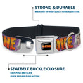 Load image into Gallery viewer, DR. STONE Title Logo Full Color Black/Orange Seatbelt Buckle Collar - DR. STONE Title Logo and Gen Asagiri Face Purples
