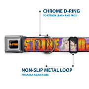 DR. STONE Title Logo Full Color Black/Orange Seatbelt Buckle Collar - DR. STONE Title Logo and Gen Asagiri Face Purples
