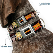 DR. STONE Title Logo Full Color Black/Orange Seatbelt Buckle Collar - DR. STONE Title Logo and Character Group Black