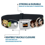 DR. STONE Title Logo Full Color Black/Orange Seatbelt Buckle Collar - DR. STONE Title Logo and Character Group Black