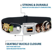 DR. STONE Title Logo Full Color Black/Orange Seatbelt Buckle Collar - DR. STONE Title Logo and Character Group Black