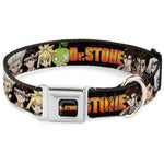 DR. STONE Title Logo Full Color Black/Orange Seatbelt Buckle Collar - DR. STONE Title Logo and Character Group Black