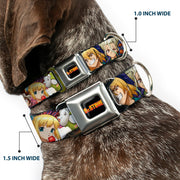 DR. STONE Title Logo Full Color Black/Orange Seatbelt Buckle Collar - Dr. Stone Character Group Faces Close-Up