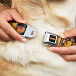 DR. STONE Title Logo Full Color Black/Orange Seatbelt Buckle Collar - DR. STONE Title Logo and Ibarra Suika Split Pose Black