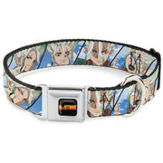 DR. STONE Title Logo Full Color Black/Orange Seatbelt Buckle Collar - Dr. Stone Senku Ishigami Expression Blocks Blues
