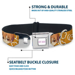 FRUITS BASKET Title Logo Full Color White/Purple Seatbelt Buckle Collar - Fruits Basket Chibi Kyo Soma Face and Kimono Cat Icon Orange/White