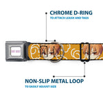 FRUITS BASKET Title Logo Full Color White/Purple Seatbelt Buckle Collar - Fruits Basket Chibi Kyo Soma Face and Kimono Cat Icon Orange/White