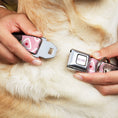 Load image into Gallery viewer, FRUITS BASKET Title Logo Full Color White/Purple Seatbelt Buckle Collar - Fruits Basket Chibi Tohru Honda Face and Kimono Rice Ball Icon Pink/White/Red
