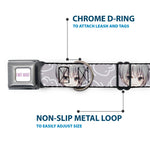 FRUITS BASKET Title Logo Full Color White/Purple Seatbelt Buckle Collar - Fruits Basket Chibi Yuki Soma Face and Kimono Rat Icon Gray/White