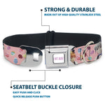 FRUITS BASKET Title Logo Full Color White/Purple Seatbelt Buckle Collar - Fruits Basket Kyo and Yuki Easter Themed Animage Poster Pose Pink