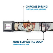 FRUITS BASKET Title Logo Full Color White/Purple Seatbelt Buckle Collar - Fruits Basket Kyo Yuki Shigure Group Faces Mint Green