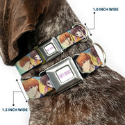 FRUITS BASKET Title Logo Full Color White/Purple Seatbelt Buckle Collar - Fruits Basket Kyo Tohru Yuki Group Pose Greens/Blues