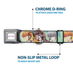 FRUITS BASKET Title Logo Full Color White/Purple Seatbelt Buckle Collar - Fruits Basket Kyo Tohru Yuki Group Pose Greens/Blues