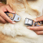 FRUITS BASKET Title Logo Full Color White/Purple Seatbelt Buckle Collar - Fruits Basket Chibi Kyo Soma and Cat Scattered Blue/Orange