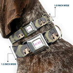 FRUITS BASKET Title Logo Full Color White/Purple Seatbelt Buckle Collar - Fruits Basket Chibi Shigure Soma and Dog Scattered Olive/Gray