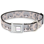 FRUITS BASKET Title Logo Full Color White/Purple Seatbelt Buckle Collar - Fruits Basket Chibi Yuki Soma and Rat Scattered Beige/Gray