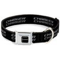 Load image into Gallery viewer, CHARGER Text Black Silver Seatbelt Buckle Collar - CHARGER Double Repeat Black/Gray
